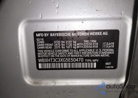 2016 BMW X1 xDrive28I из США, поврежденный, VIN WBXHT3C3XG5E50470